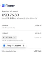 Filerev coupon verification screenshot