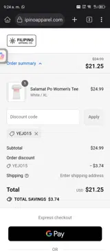 YEJO15 coupon verification screenshot