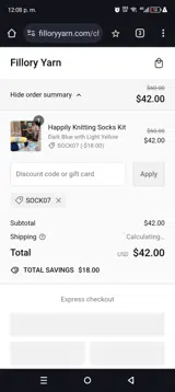 SOCK07 coupon verification screenshot