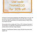 THANKS20 coupon verification screenshot