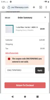 EML75PAFWK3 coupon verification screenshot