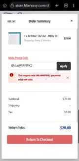 EML69PAFWK2 coupon verification screenshot