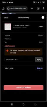 EML87PAFTWO coupon verification screenshot