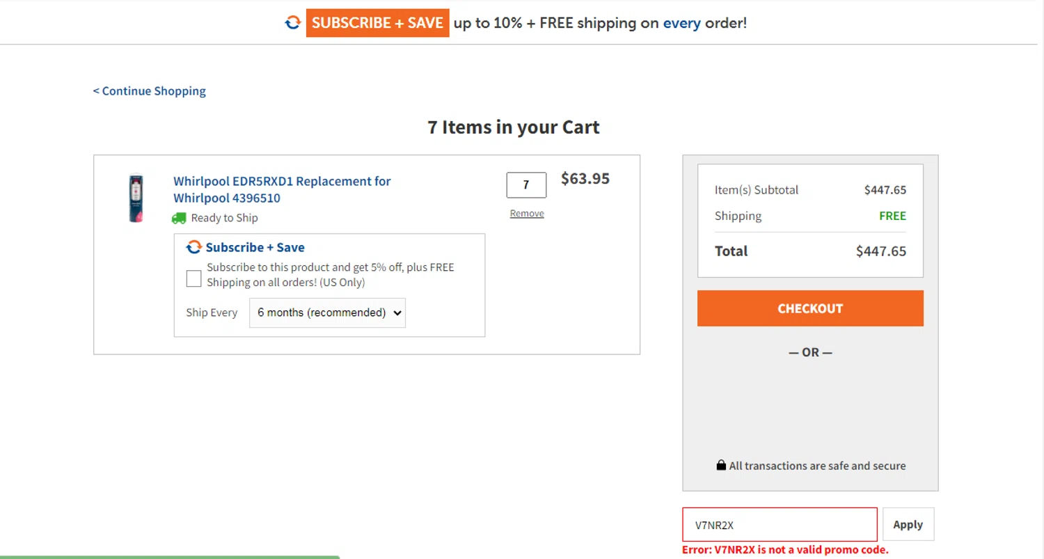 Filters Fast promo code screenshot showing code V7NR2X applied at Filters Fast checkout page. Uploaded by SimplyCodes community member Yuskeilyn20 on Apr 9, 2026