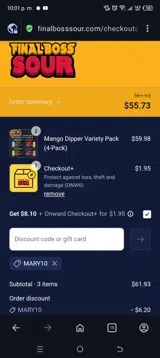 Mary10 coupon verification screenshot