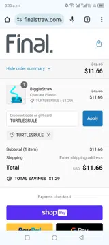 TURTLESRULE coupon verification screenshot