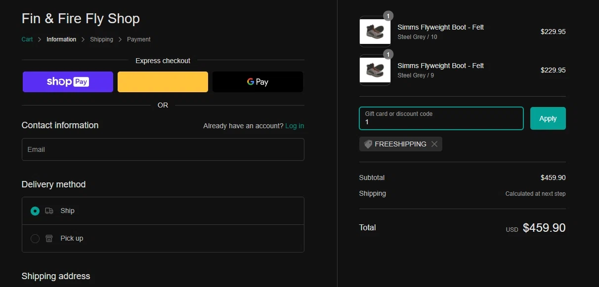 where to use Ffo-tackle promo code box