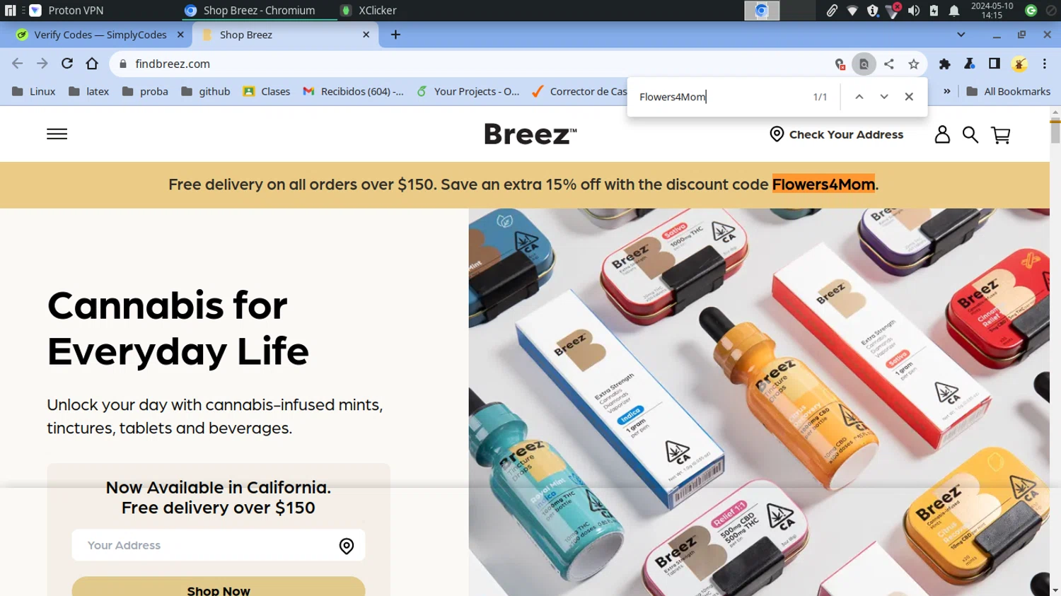 Find Breez checkout page showing Find Breez promo code box | Screenshot taken by SimplyCodes community member on May 10, 2024