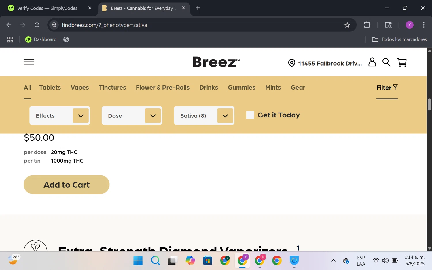 Find Breez promo code screenshot showing code GetMyCode applied at Find Breez checkout page. Uploaded by SimplyCodes community member FrugalKnight6753 on Aug 5, 2025
