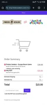 HALFOFF coupon verification screenshot