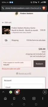 HAUNT coupon verification screenshot