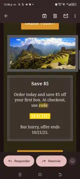 Machu coupon verification screenshot