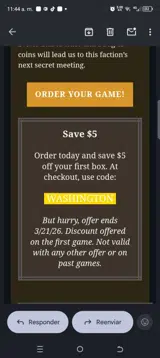 WASHINGTON coupon verification screenshot