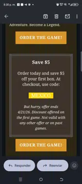 Mexico coupon verification screenshot