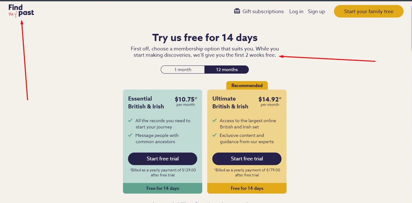 where to use Find My Pasts promo code box