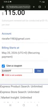 EA50OFF coupon verification screenshot