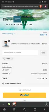 10OFF coupon verification screenshot