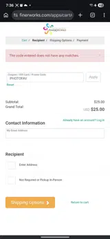 PHOTOFAV coupon verification screenshot