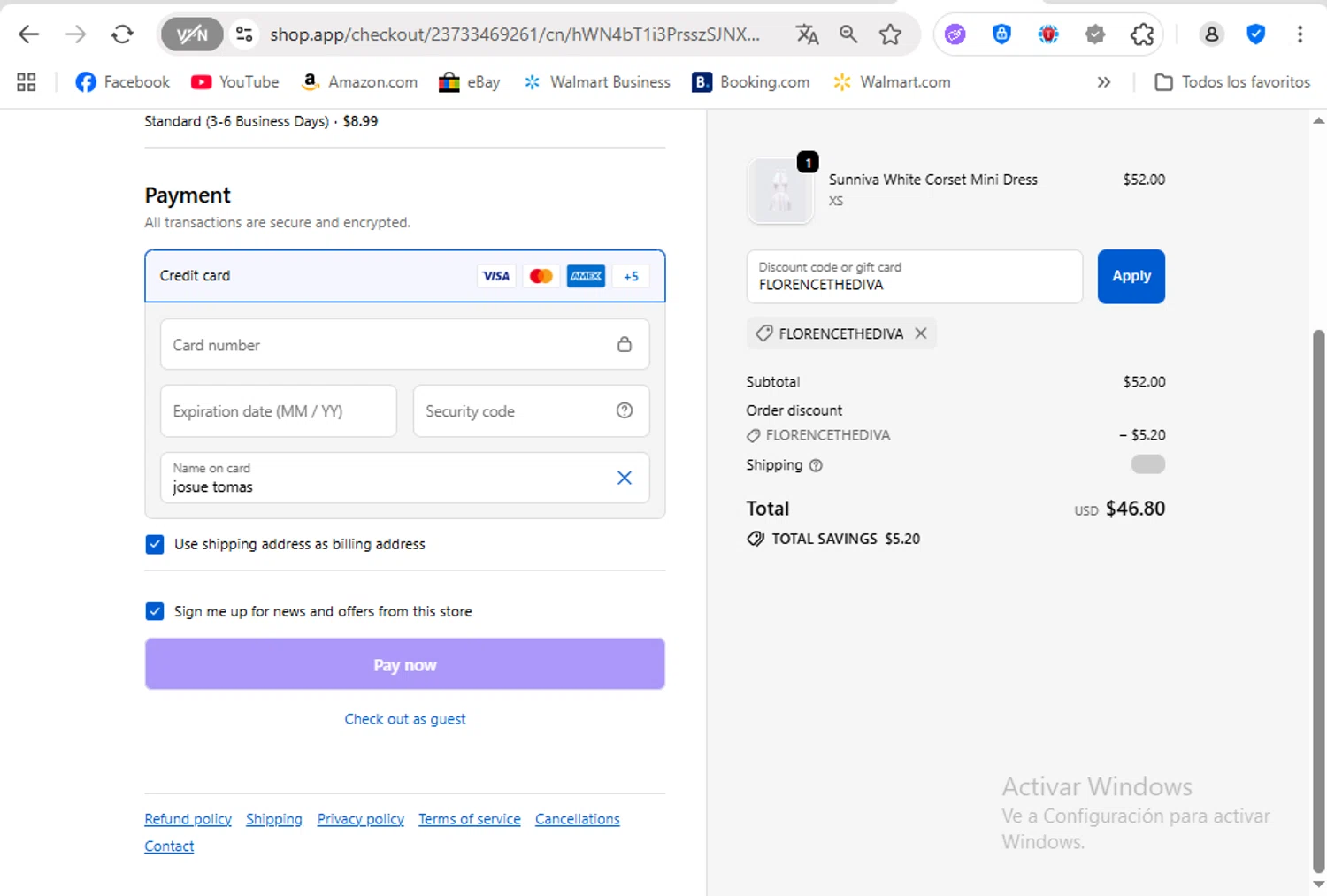 Finesse US discount code screenshot showing code FLORENCETHEDIVA applied at Finesse US checkout page. Uploaded by SimplyCodes community member FrancyB on Oct 27, 2025
