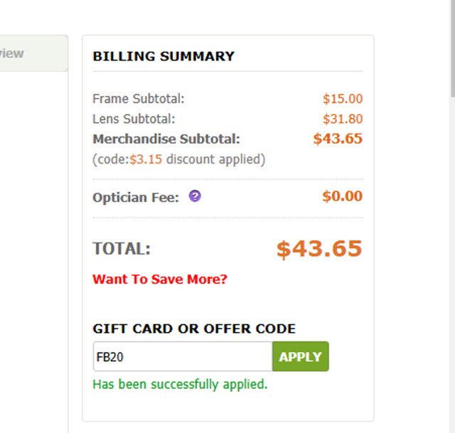 Finest Glasses checkout page showing Finest Glasses promo code box | Screenshot taken by SimplyCodes community member on Mar 1, 2025