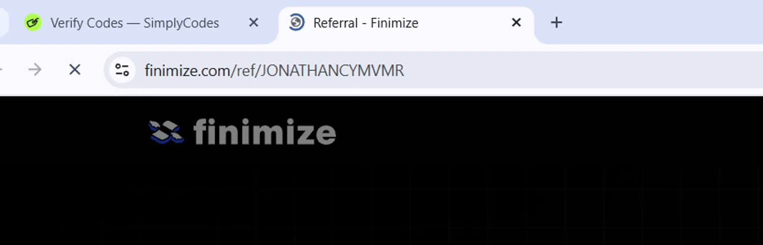 Finimize promo code screenshot showing code JONATHANCYMVMR applied at Finimize checkout page. Uploaded by SimplyCodes community member Weknd557 on Nov 13, 2025