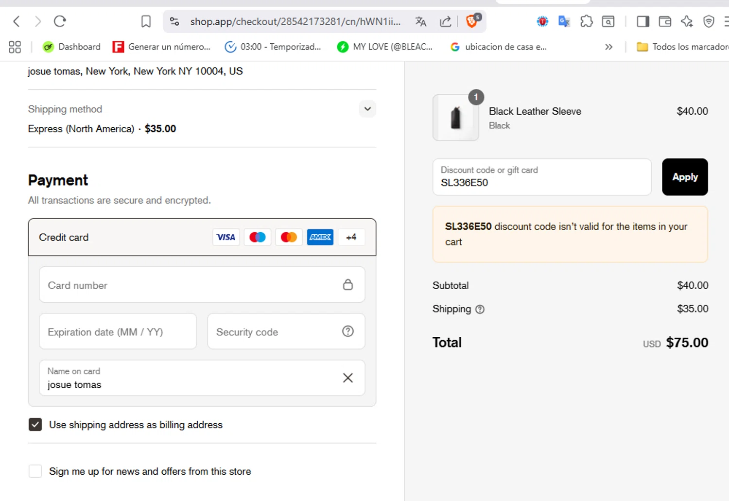 Finlay discount code screenshot showing code SL336E50 applied at Finlay checkout page. Uploaded by SimplyCodes community member VoucherFalcon3942 on Aug 12, 2025