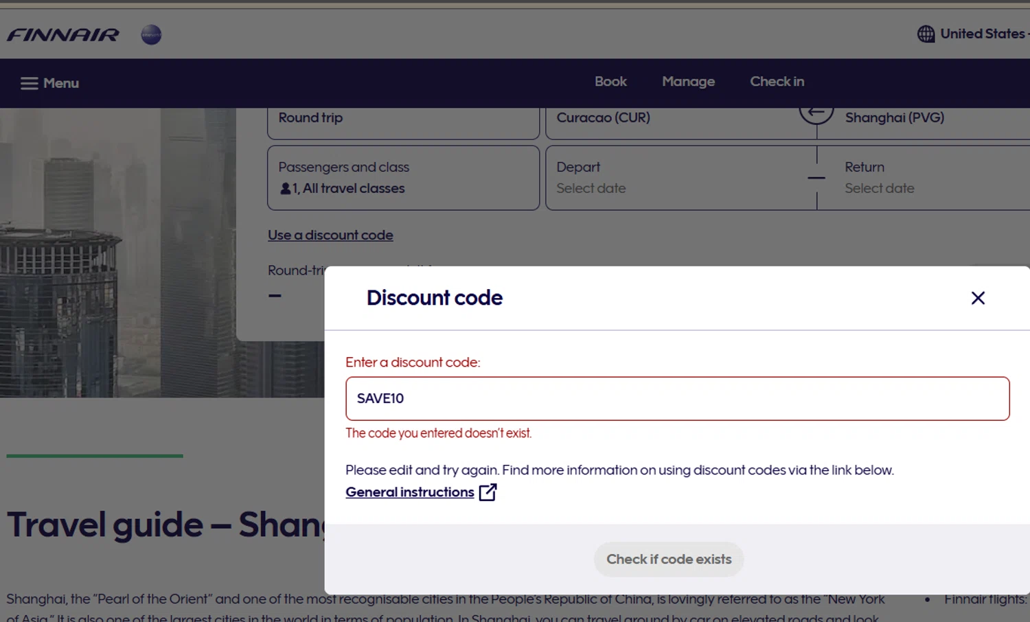 Finnair discount code screenshot showing code SAVE10 applied at Finnair checkout page. Uploaded by SimplyCodes community member RoyalHunter7313 on Mar 6, 2025