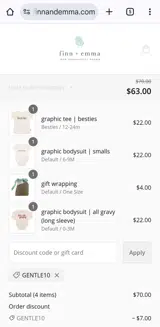 Gentle10 coupon verification screenshot