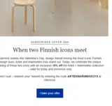 Finnish Design Shop coupon verification screenshot
