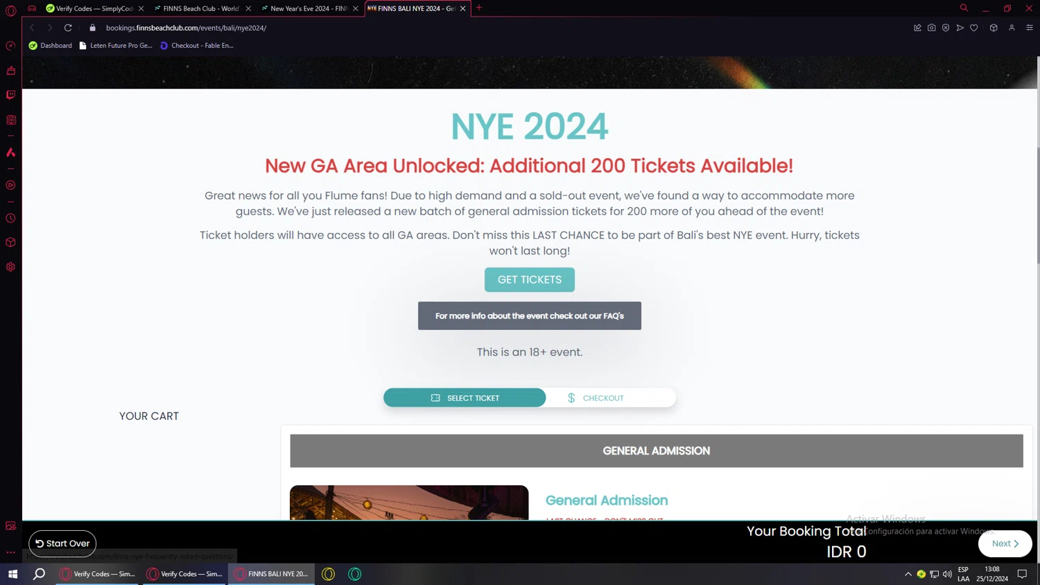 Finns Bali checkout page showing Finns Bali promo code box | Screenshot taken by SimplyCodes community member on Dec 25, 2024