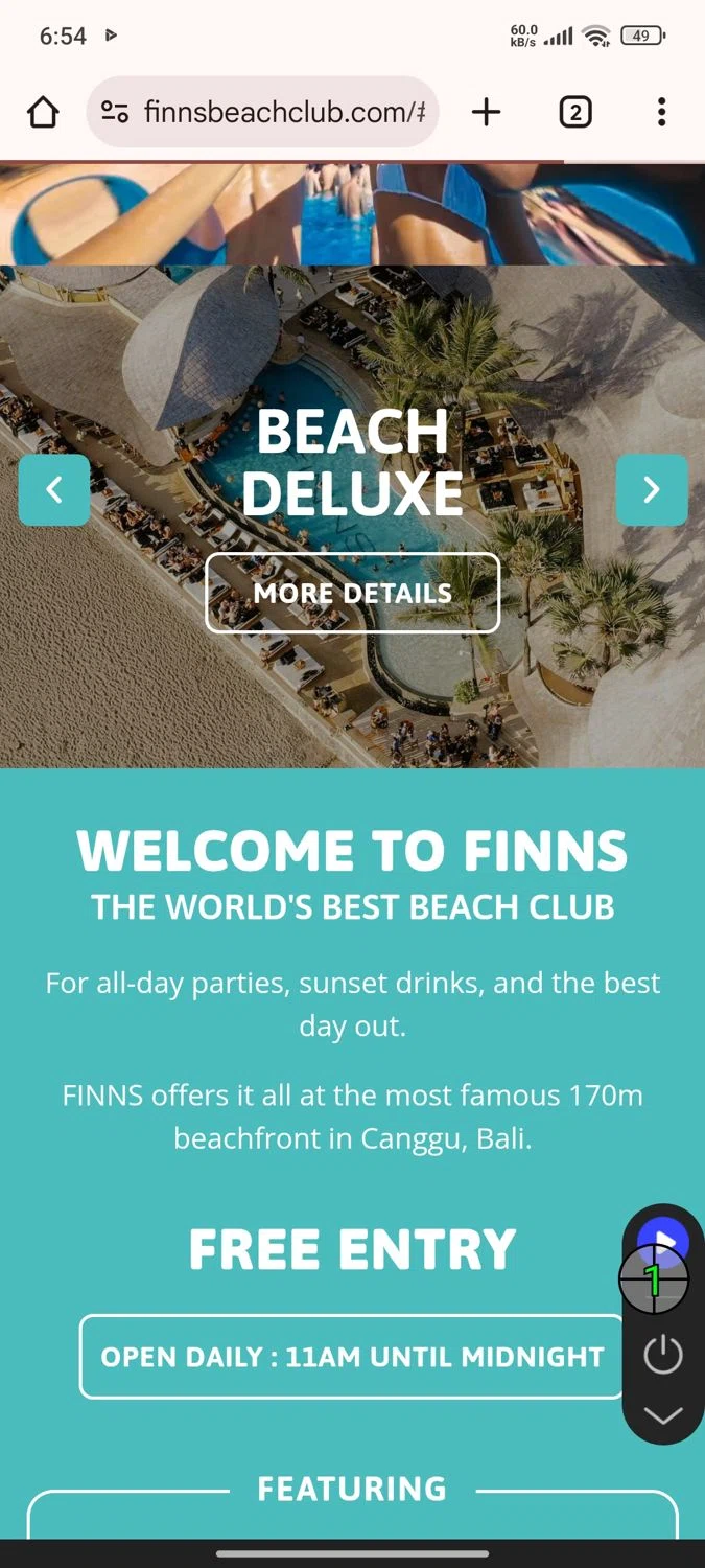 Finns Bali promo code screenshot showing code febflash applied at Finns Bali checkout page. Uploaded by SimplyCodes community member Esteban on Mar 2, 2025
