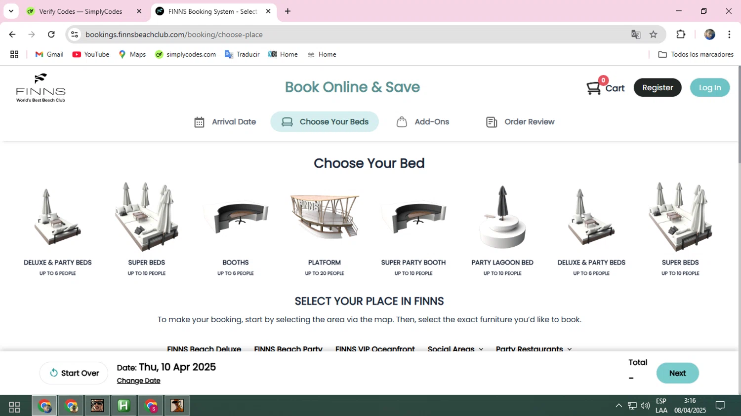 Finns Bali checkout page showing Finns Bali promo code box | Screenshot taken by SimplyCodes community member on Apr 8, 2025