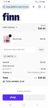 CART10 coupon verification screenshot