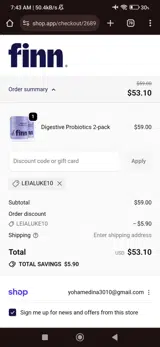 Leialuke10 coupon verification screenshot