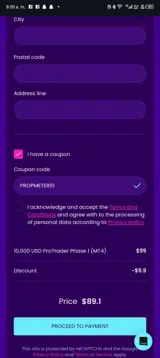 PROPMETER10 coupon verification screenshot