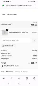 FF-FAMILY-10 coupon verification screenshot