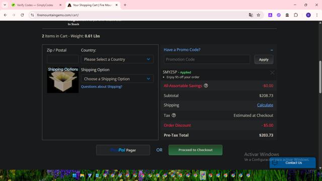 Fire Mountain Gems checkout page showing Fire Mountain Gems promo code box | Screenshot taken by SimplyCodes community member on Jul 30, 2025