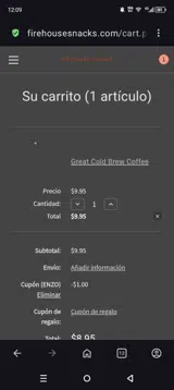 ENZO coupon verification screenshot