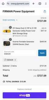 ESDA30 coupon verification screenshot