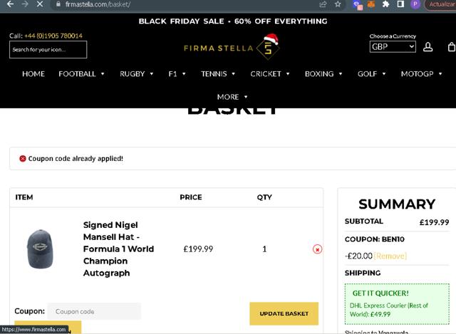 Firma Stella checkout page showing Firma Stella discount code box | Screenshot taken by SimplyCodes community member on Nov 29, 2024