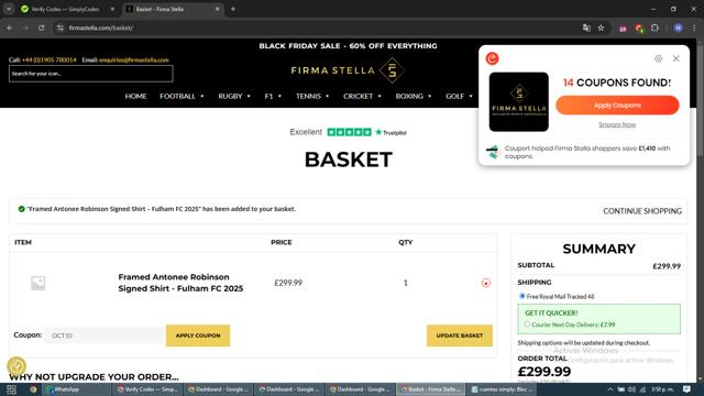 Firma Stella checkout page showing Firma Stella discount code box | Screenshot taken by SimplyCodes community member on Oct 28, 2024