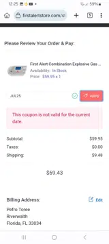 JUL25 coupon verification screenshot