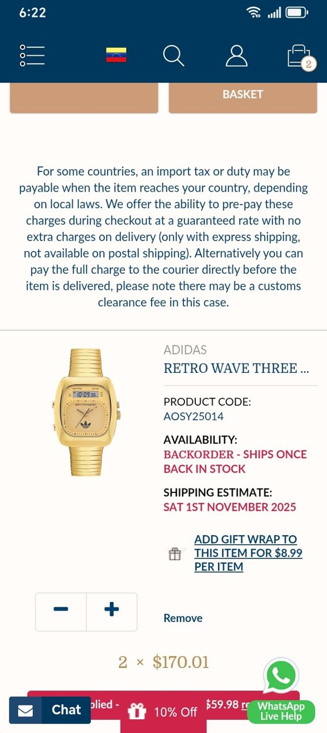 First Class Watches checkout page showing First Class Watches promo code box | Screenshot taken by SimplyCodes community member on Aug 21, 2025