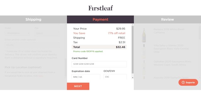 Firstleaf checkout page showing Firstleaf promo code box | Screenshot taken by SimplyCodes community member on Feb 14, 2021