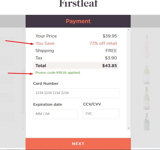 Firstleaf checkout page showing Firstleaf promo code box | Screenshot taken by SimplyCodes community member on Mar 9, 2021