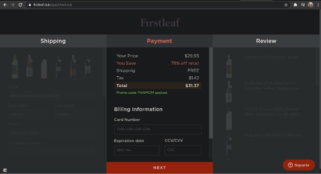 Firstleaf checkout page showing Firstleaf promo code box | Screenshot taken by SimplyCodes community member on May 2, 2021