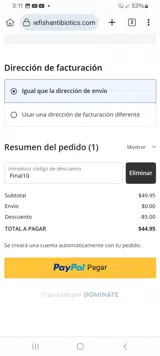 FINAL10 coupon verification screenshot