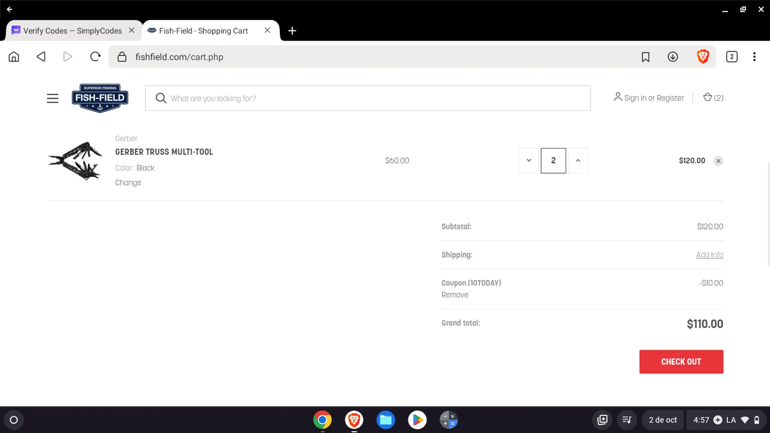 where to use FISH307 promo code box