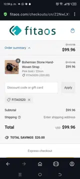 Fitaos20 coupon verification screenshot