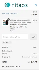 Fri5 coupon verification screenshot